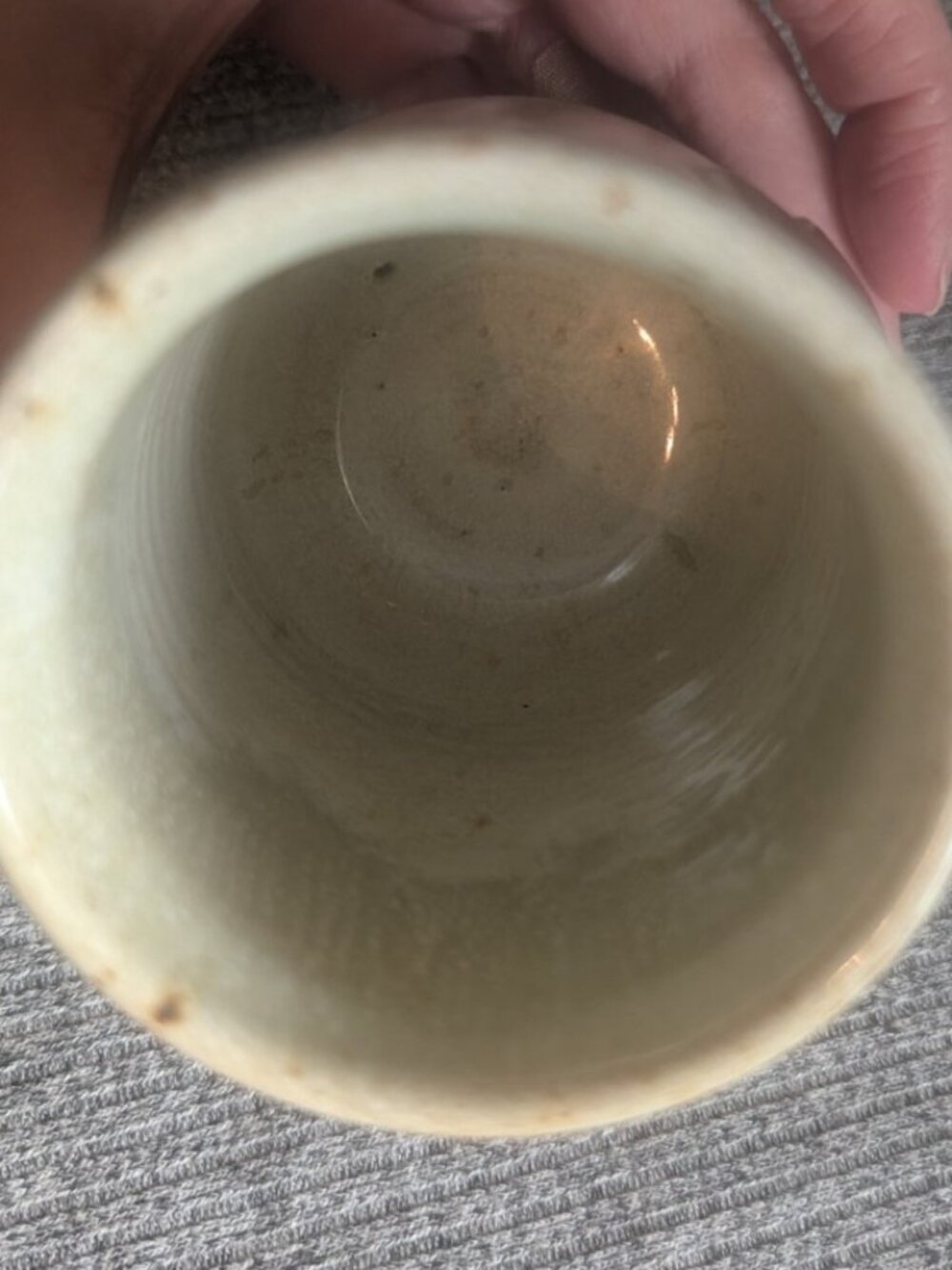 Glazed Speckled Pottery Leaf Cup with 3D Leaf Design, EUC - Picture 3 of 4